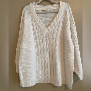 Terra & Sky Brand Off White V-Neck Sweater (2X)
